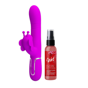Vibrador 4 en 1 Mariposa + Lubricante Vasodilatador Efecto Calor